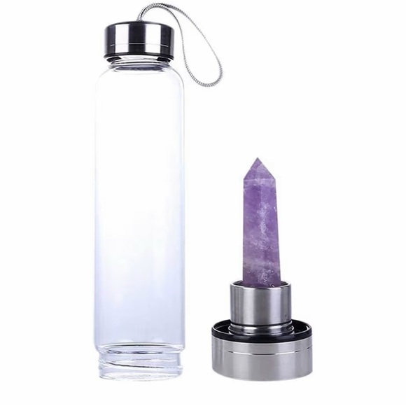 Amethyst Crystal Infused Water Bottle - Pink & Purple - Picture 7 of 7